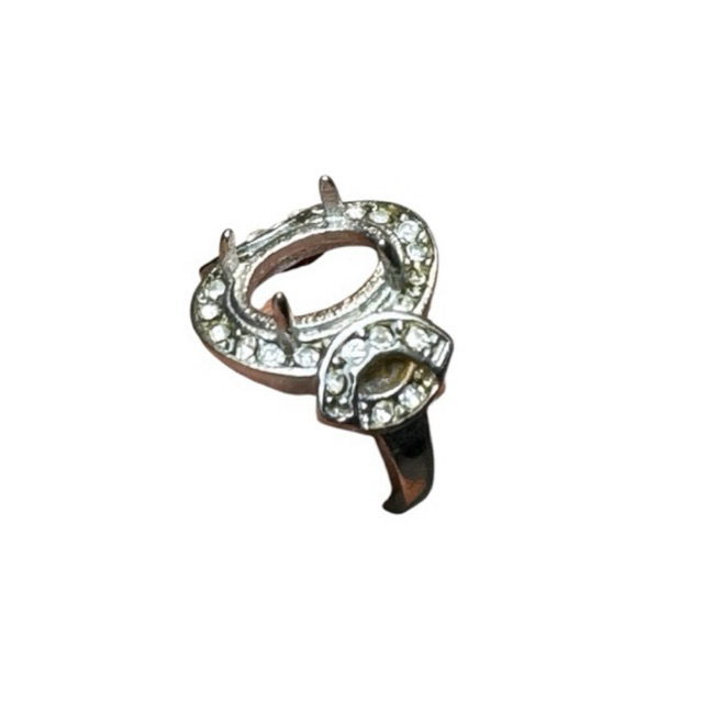 SS26 Ring cincin batu permata alpaka wanita emban cangkang 10x8mm
