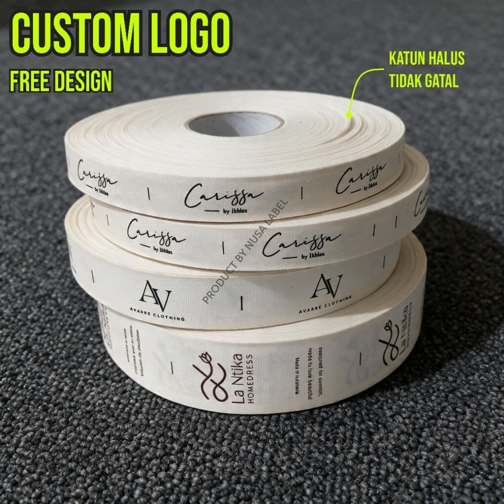 (FREE DESAIN) Label Baju Custom, Label hijab, Label kerah, Merek Baju, Custom Merek pakaian