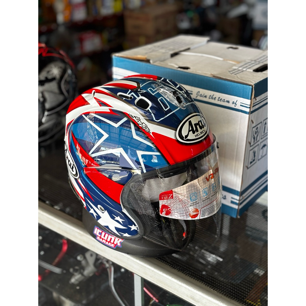 helm helmet ara* vz ram 1:1 830 NICKY HAYDEN WHITE ARAl half face clone super copy original bukan ts