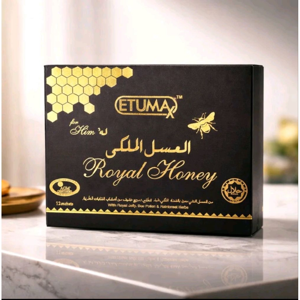 Etumax Royal Honey Untuk Pria Madu Malaysia 1 Box  Isi 12 Sachets Dari Vital Honey