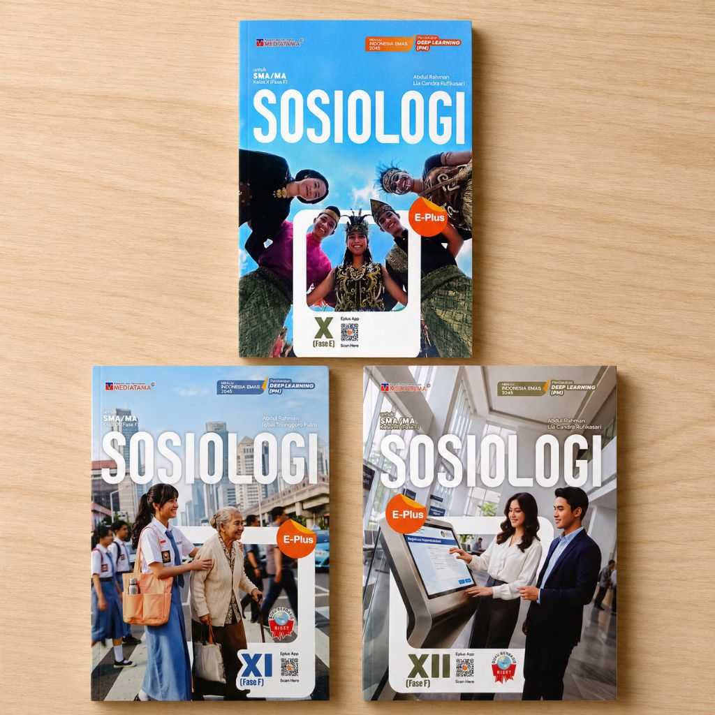 Buku original E-plus Sosiologi SMA kelas 10,11,12 Deep Learning Mediatama