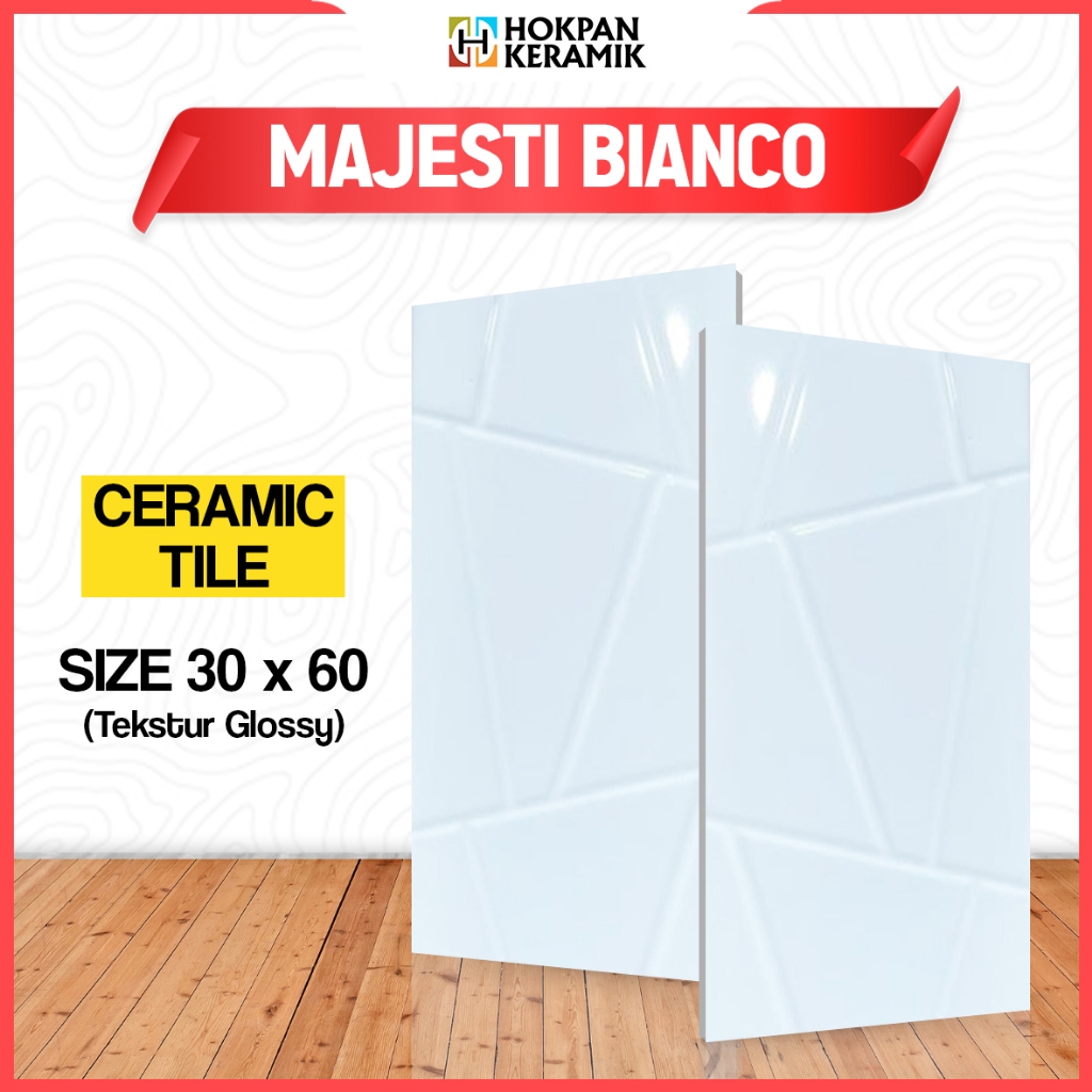Keramik Dinding Motif Majesti Bianco Ukuran 30x60 Glossy - Hokpan Keramik