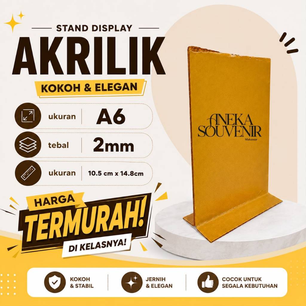 STAND AKRILIK A6 2MM // ACRYLIC A6 // AKRILIK A6 // TENT CARD // TEMPAT BROSUR // TEMPAT BROSUR AKRI