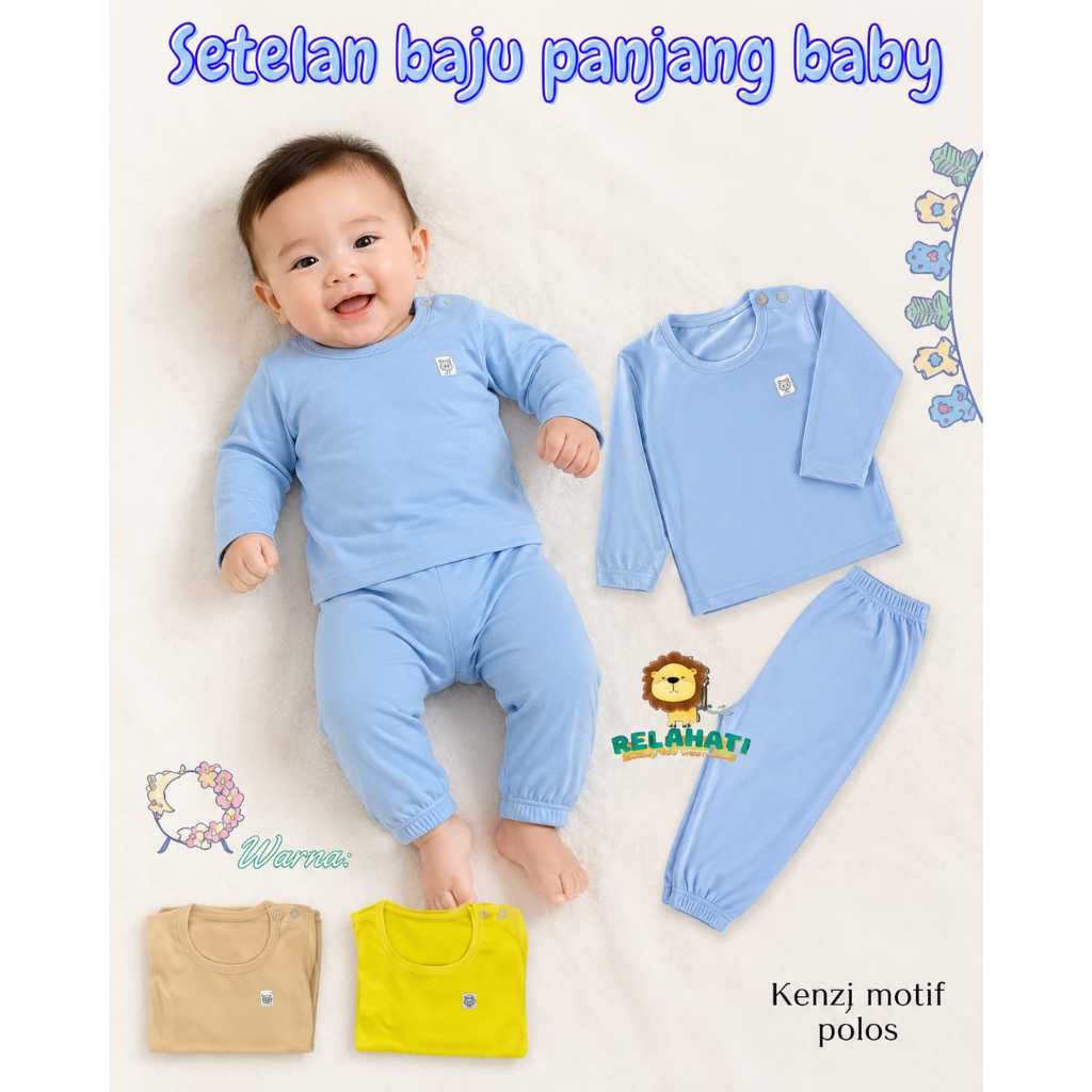 Setelan Baju Panjang Baby Kenzy Motif Polos