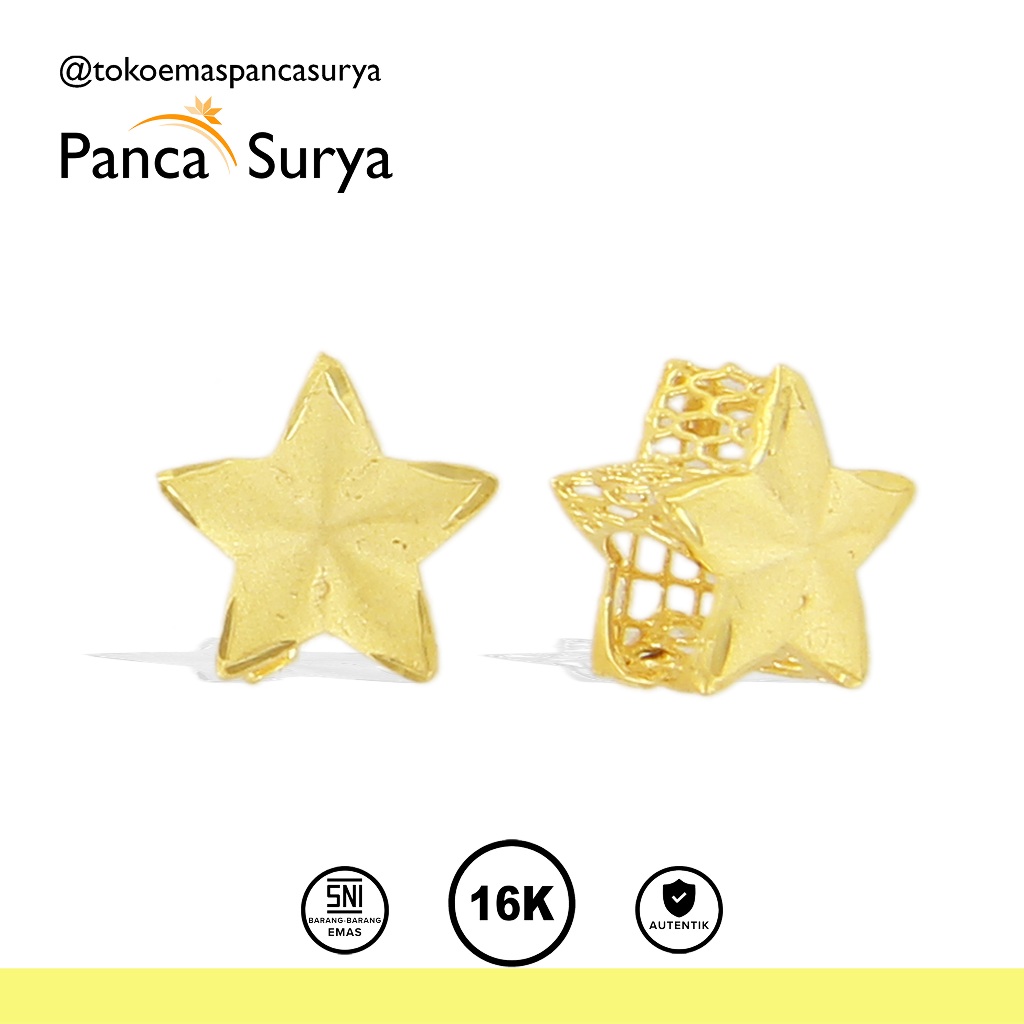 Liontin Charm Gelang Bintang Star Warna Gold Kadar Emas16K, MNReq001 (tanpa gelang).