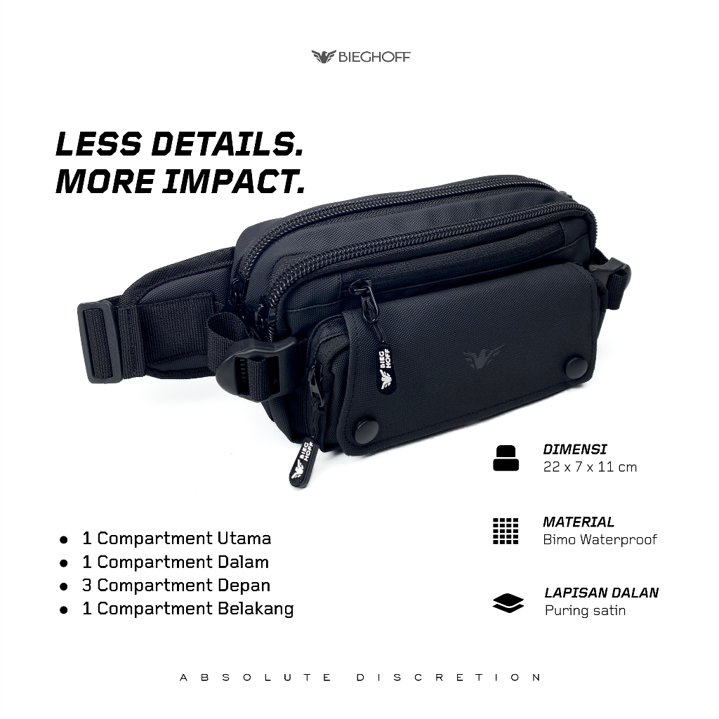 sale PROMO BIEGHOFF Oslo Waist Bag Pria Premium Waterproof Bimo - Tas Pinggang Pria Multifungsi