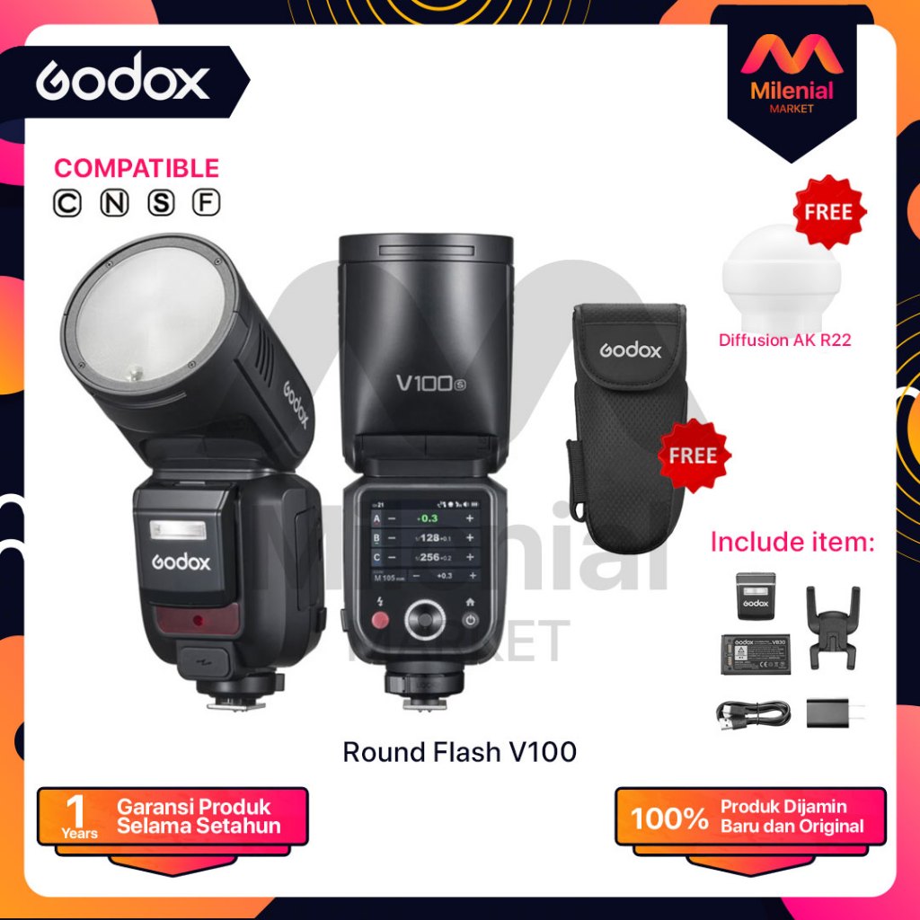 Godox V100 Round Head Flash V-100 Godox Flash V100