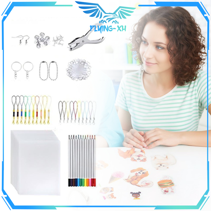 Shrink Paper 1 Set DIY Shrink Paper Transparan 198pcs T Kertas Shrink Paper Shrink Paper Kit Bermain