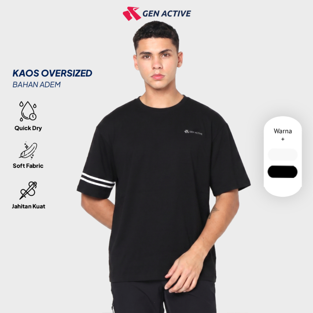 Kaos Oversized Pria Gen Active Boxy Fit Breathable - Adem & Stylish Untuk Hangout Daily Streetwear