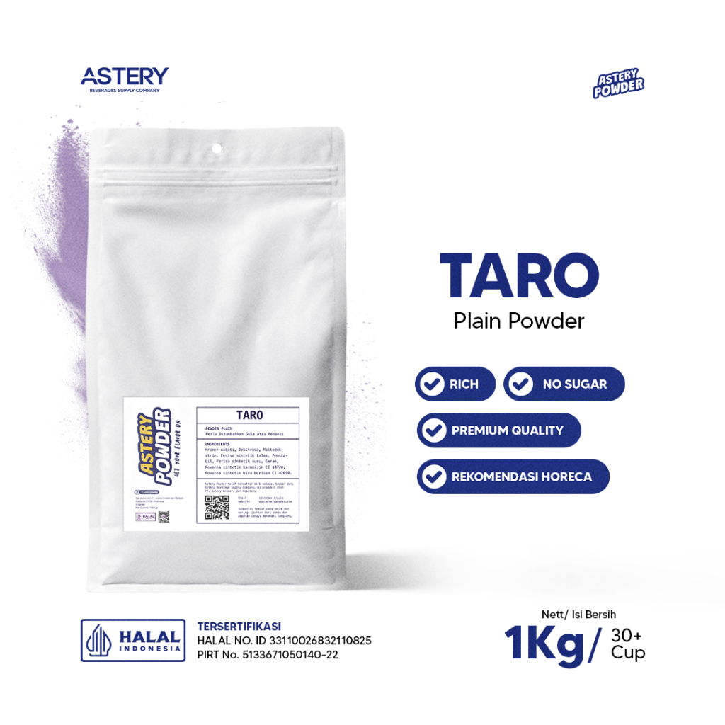 Astery Powder - 1KG Taro Powder Plain / Taro Powder Drink / Bubuk Taro Minuman / Bubuk Minuman Rasa