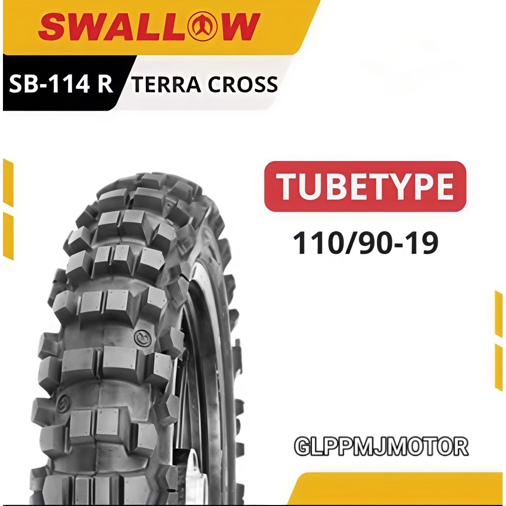 BAN TRAIL 110 90 RING 19 SWALLOW TERRA CROSS SB114R 110/90-19 SB 114R BAN LUAR MOTOR CROS TUBETYPE (