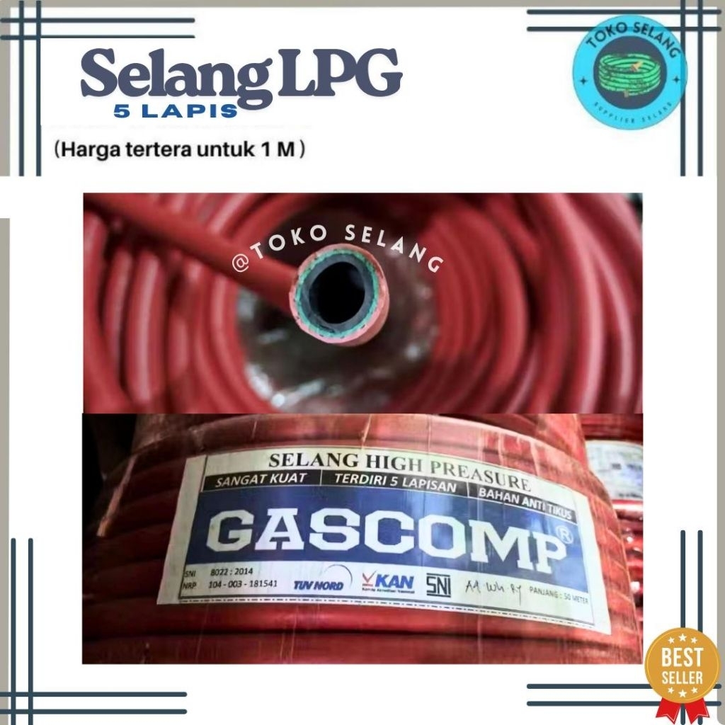 Selang LPG Gascomp 5 lapis / Selang LPG Murah