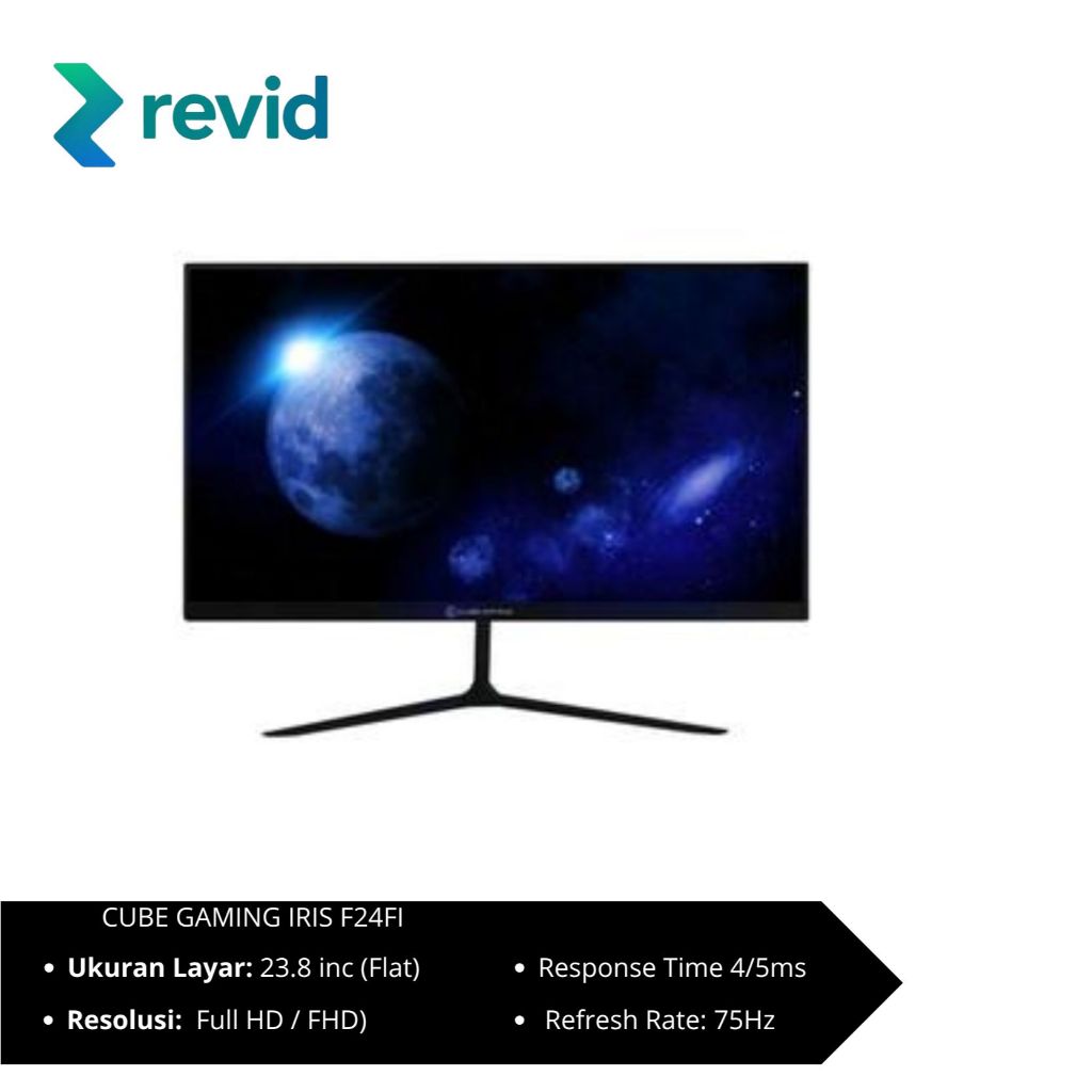 Monitor Gaming Revid Cube Gaming Iris F24FI 23.8 Inch Full HD 75Hz Hitam