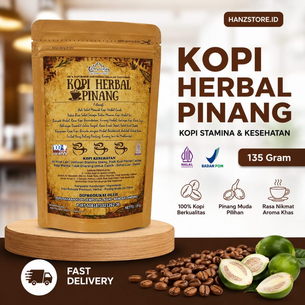 Kopi Pinang Muda 135gr Kopi Herbal Kesehatan Tradisional Aroma Kuat & Stamina Alami Kopi Pria Kuat
