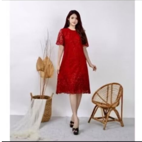 NEW baju dress/gaun wanita imlek merah jumbo
