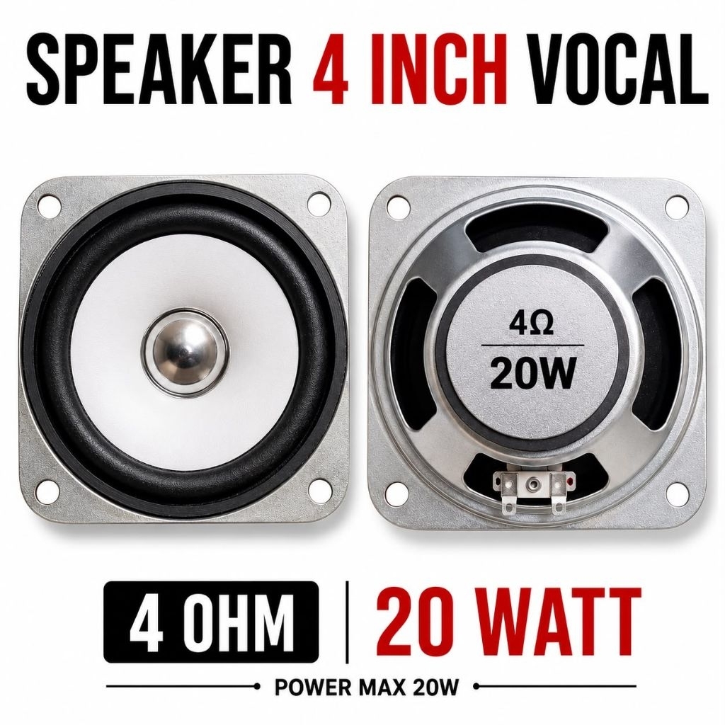 SPEAKER VOCAL 4 INCH 4 OHM 20 WATT SPIKER SPEKER 4 INCH FULL RANGE