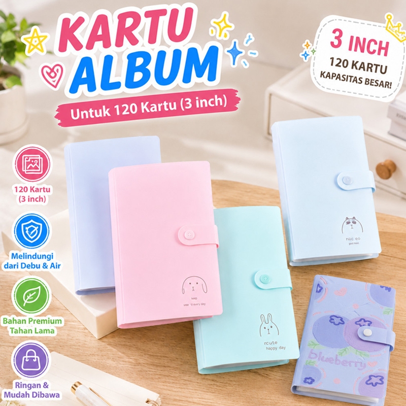 Album Foto Polaroid Waterproof 120 Slot Buku Album Tempat Photocard Motif Buah Lucu Book Binder Phot