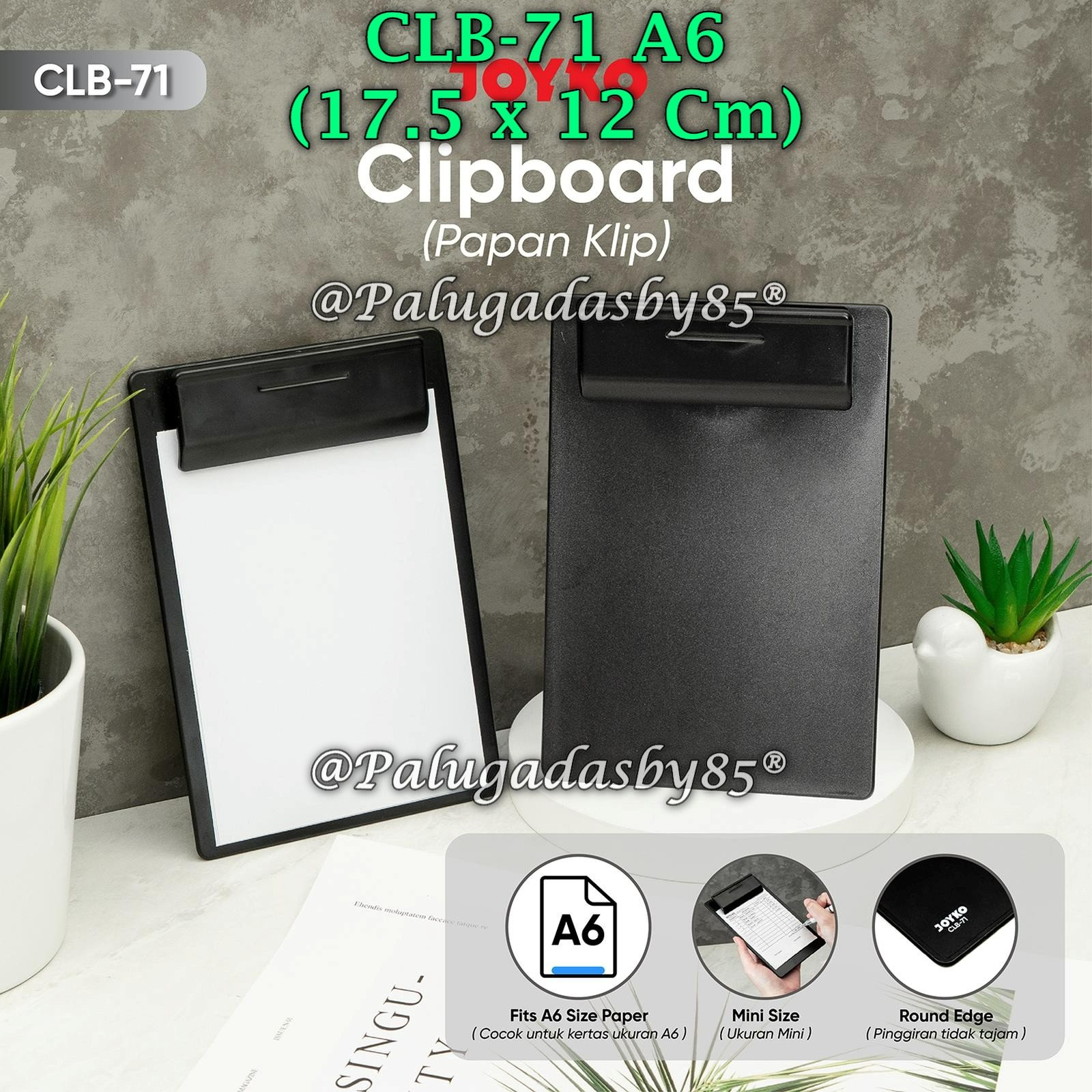 (1 Biji) Clipboard Mini JOYKO CLB-71 A6 - Clipboard Mini Papan Jalan Alas Klip CLB-71 A6 (1 Biji)
