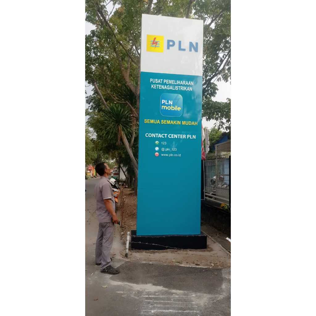 Pembuatan totem pln totem sign pln totem office totem kantor totem workshop totem mall,totem spbu dl