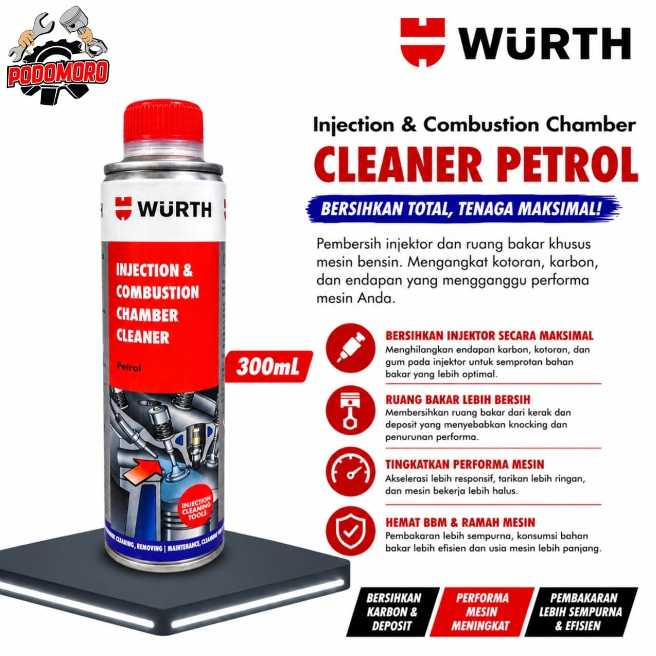 Wurth Injection & Combustion Chamber Cleaner Pembersih Ruang Bakar Mesin 300mL Original