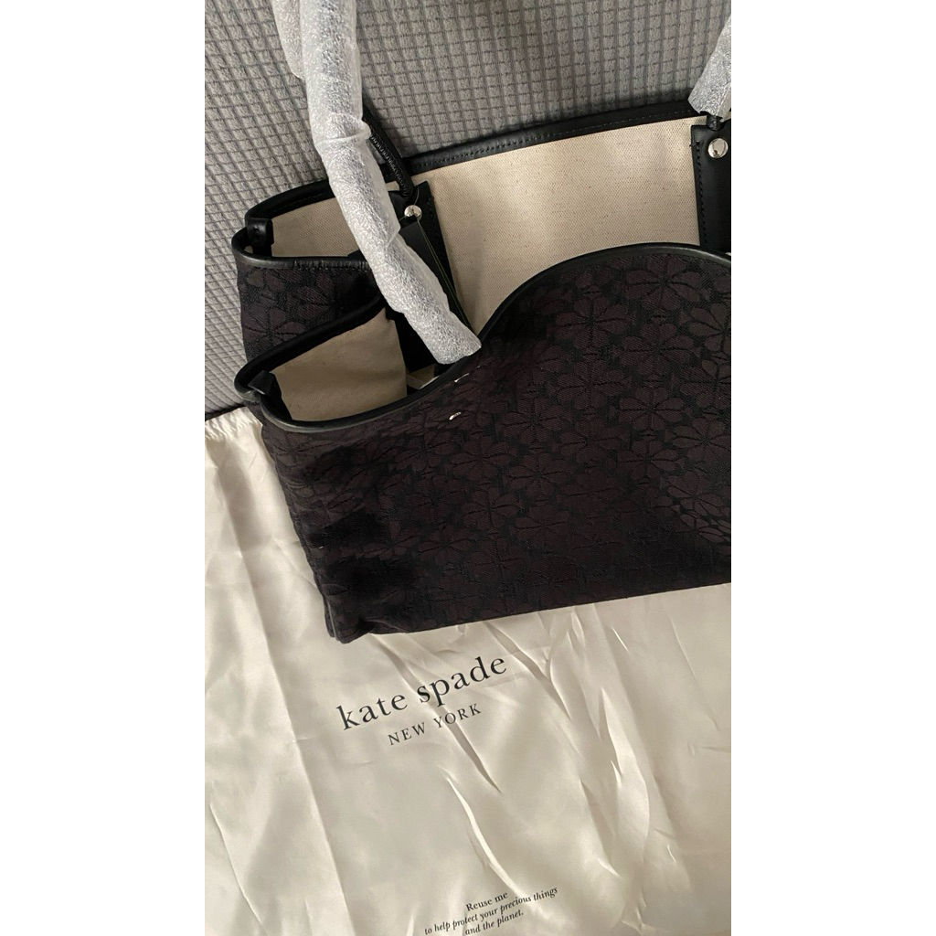 Kate Spade Flower Spade Jacquard Everything Large Tote Black Multi
