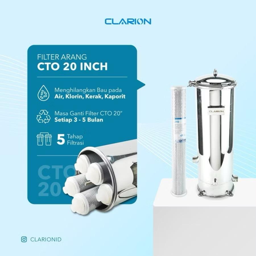 CLARION Filter air Housing 5 stages CTO 20"- include filter- menghilangkan bau,klorin,kaporit pada a