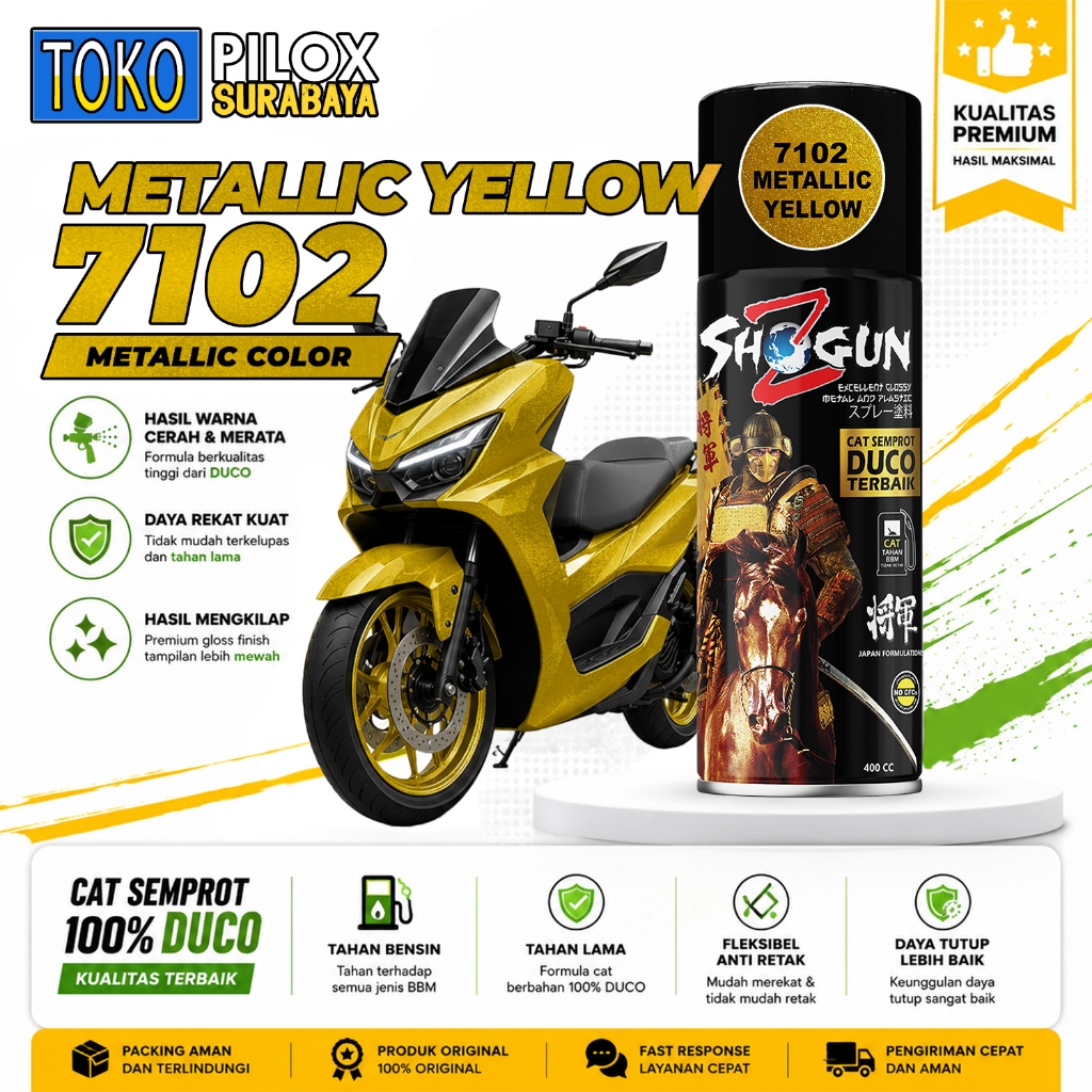 Cat Semprot Pilox Kuning Metallik Emas - Shogun Z Duco Metallic Yellow 7102