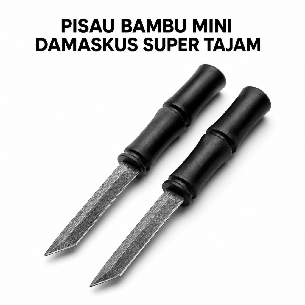 Pisau DAMASKUS BAMBU HITAM MINI PISAU DAGING PISAU BUAH PISAU Bambu PISAU BUAH