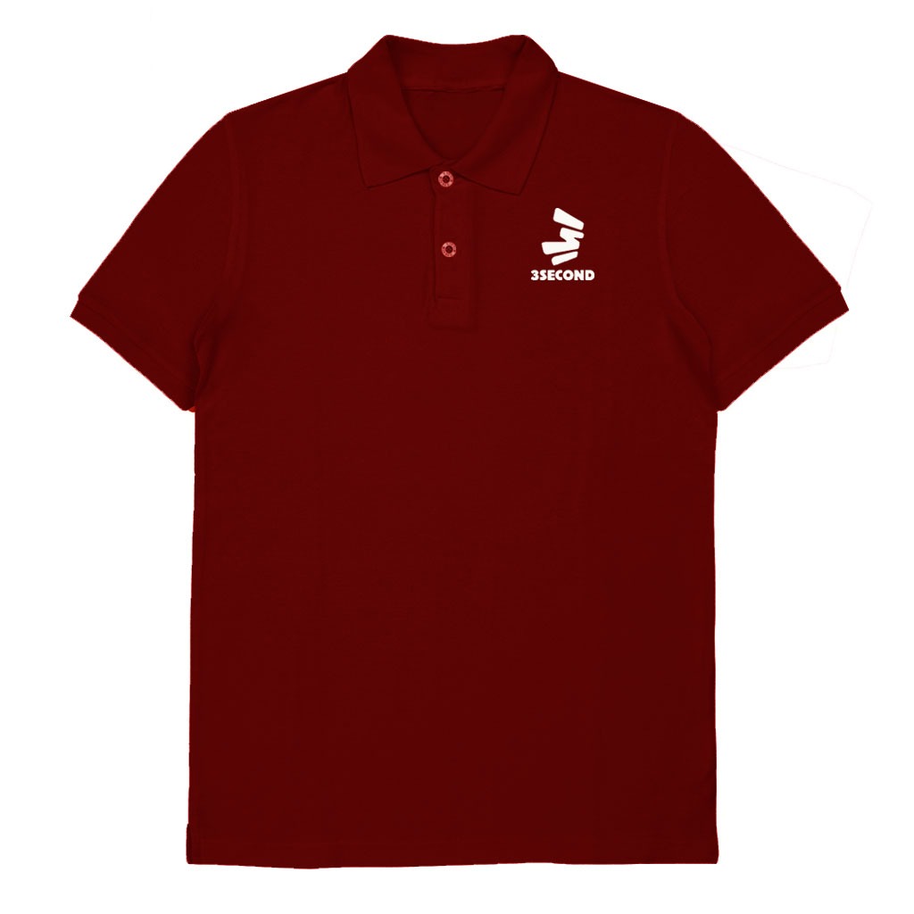 COD T-shrit POLO kerah 3second 3 Logo Putih Kaos Kerah Dewasa Shirt / Kaos Pria Polo / Kaos Seragam
