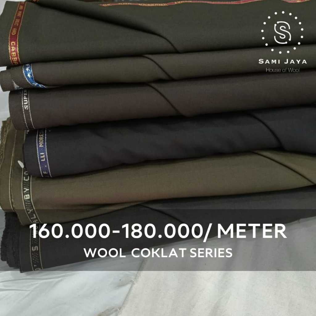 Kain Bahan Jas & Celana Wedding Wool Seragam warna Coklat Series