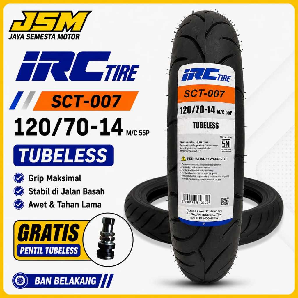 Ban IRC 120/70 ring 14  SCT007 TUBLES Original IRC
