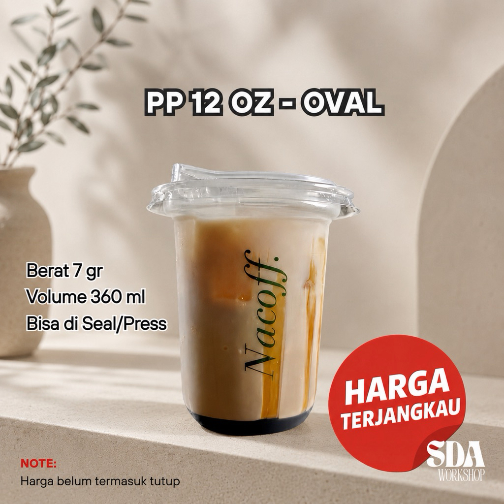 SABLON CUP 12 OZ OVAL/DATAR STARINDO / POLYCUP