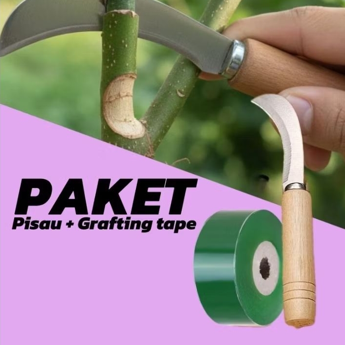 Paket Grafting Tape + Pisau Okulasi, Alat Grafting Sambung Pucuk Tanaman