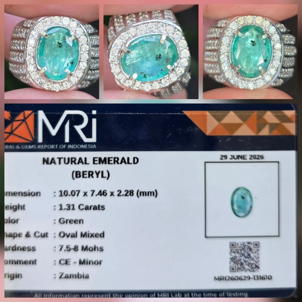 Batu Natural Zamrud Emerald Minor Zambia Memo 1.31 crt