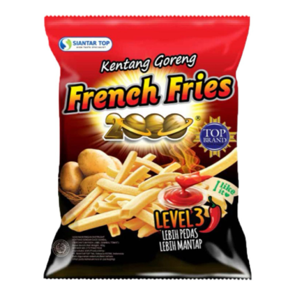 French Fries 2000 Snack Kentang Goreng 138g - Renyah, Gurih, Saus Tomat