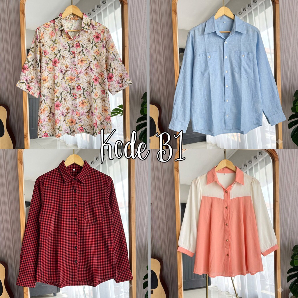 [KODE B1] Baju Atasan Blouse/Kaos Panjang Pendek/Sifon/Satin/Outer Termurah