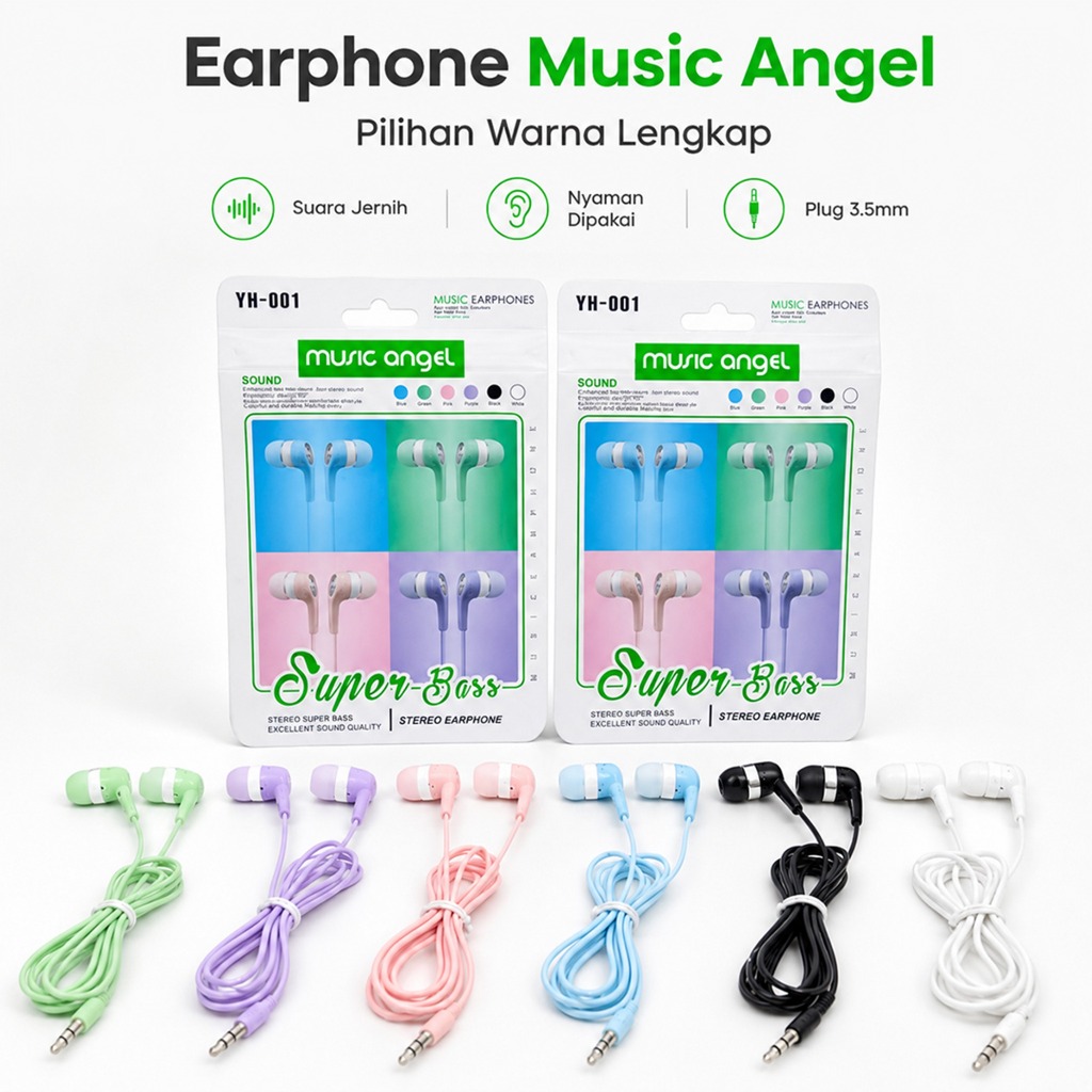 Headset Music Angel Macaron Original Warna Warni