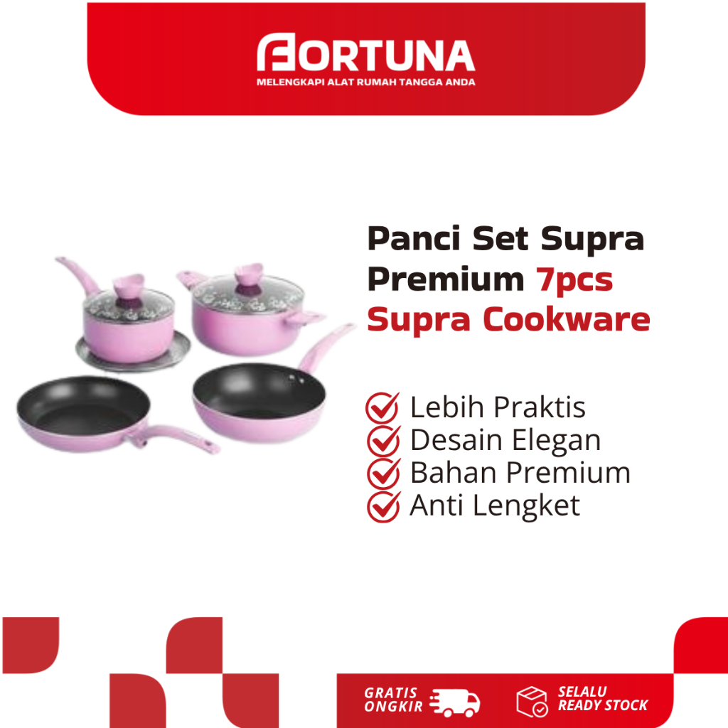 Panci Set Supra Premium 7pcs  Supra Cookware 7 Pcs  Set Panci Masak Serbaguna Warna Random