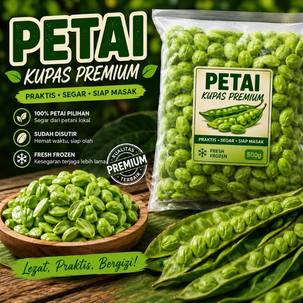 PETE/PETAI KUPAS Kemasan 1/2 kilo termurah.. jaminan tidak ber ulat