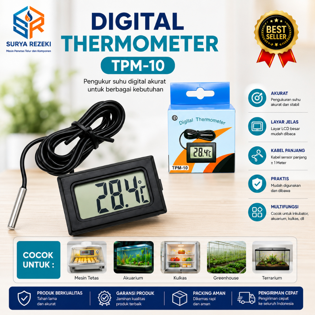 Mini Digital Thermometer / Termometer digital Kabel Sensor mesin tetas telur full otomatis / mesin p
