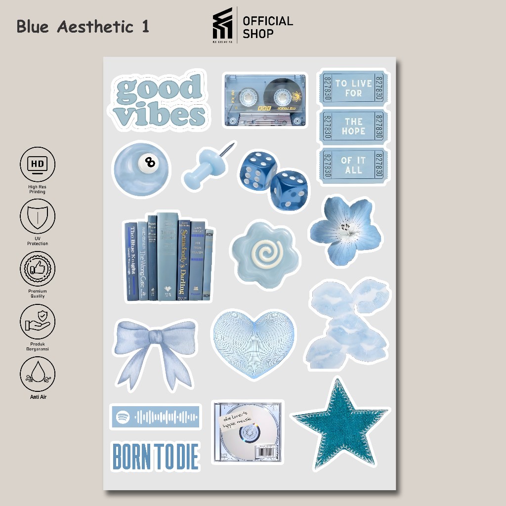 Sticker pack anti air Sticker Laptop Tumbler Binder Case Hp Notebook tema Blue Aesthetic