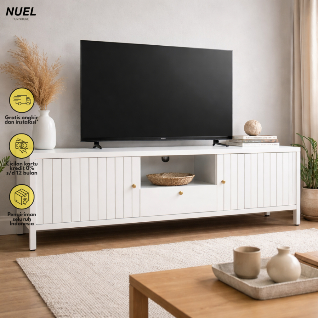 NUEL Rak TV Besi Minimalis / Meja TV Besi / Kabinet TV 160