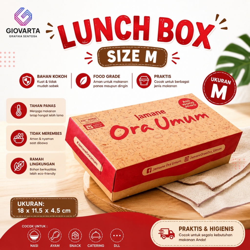 Lunch Box Size M / Box Makanan / Lunch Box Paper / Paper Box Lunch Custom Design