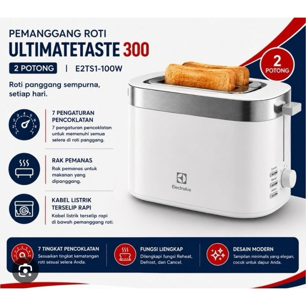 ELECTROLUX - TOASTER - E2TS1100W POP UP TOASTER