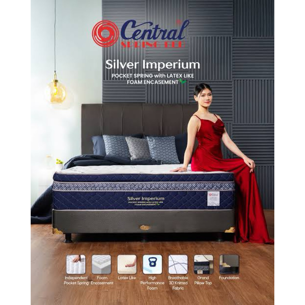 Central Imperium Tebal 37cm Pocket Spring / SpringBed Central Silver Imperium / Kasur Per Bungkus Ce