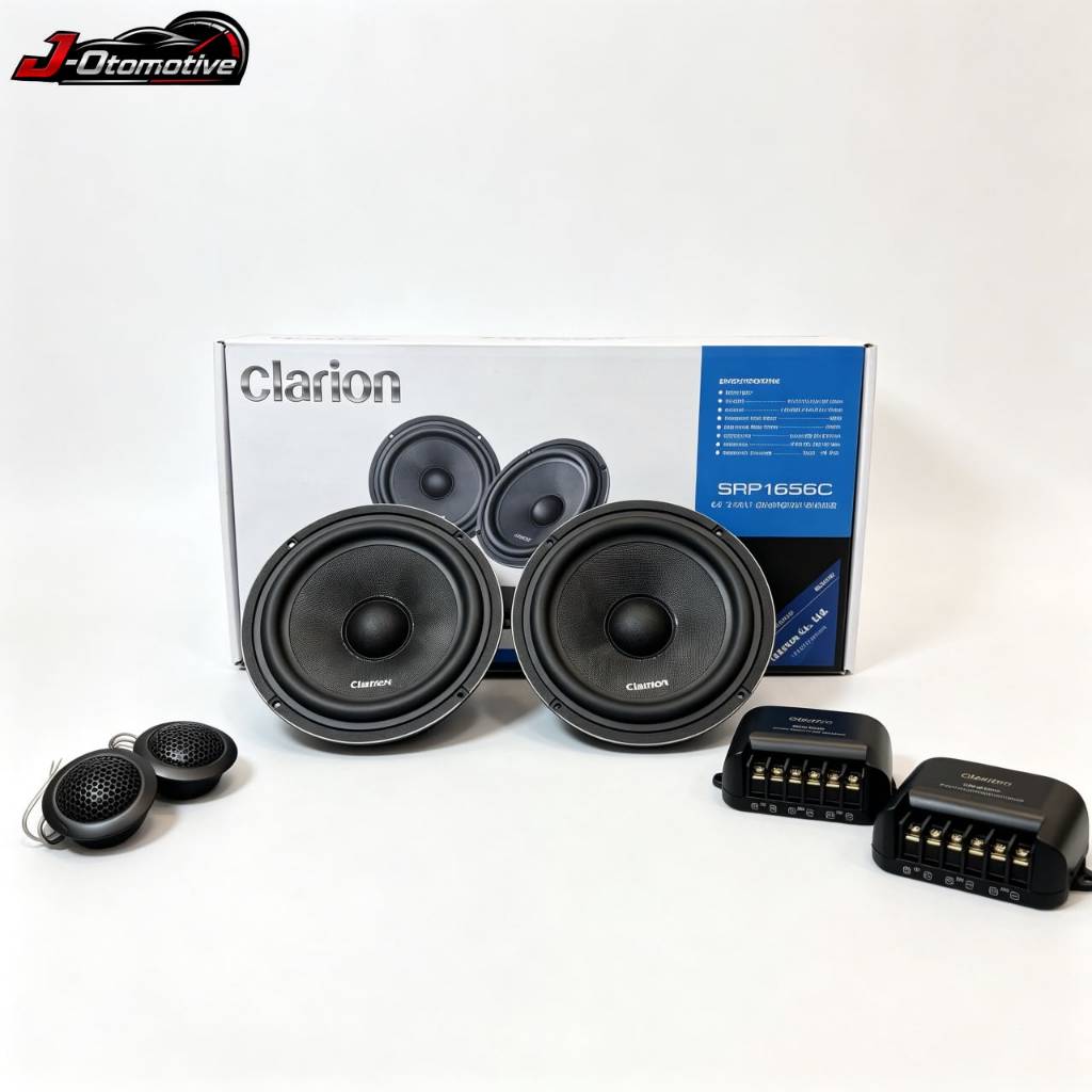 Clarion SRP1656C Speaker Set Hitam, 2 Speaker Utama, 2 Tweeter, 2 Amplifier