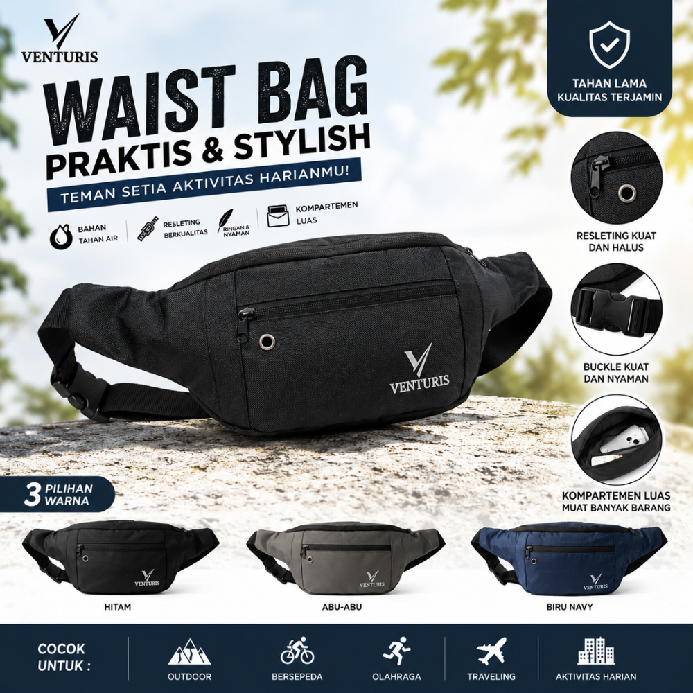 Tas Waist bag Tas Slempang Pria Venturis Tas Bodypack
