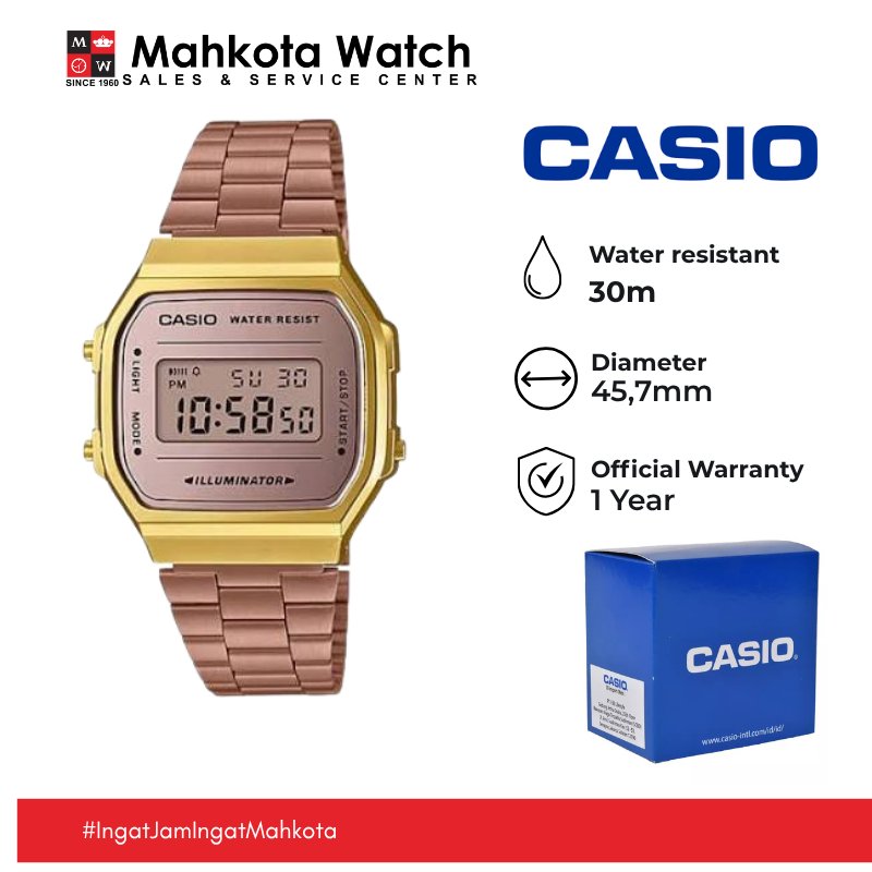 JAM TANGAN WANITA CASIO QUARTZ A168WECM-5DF