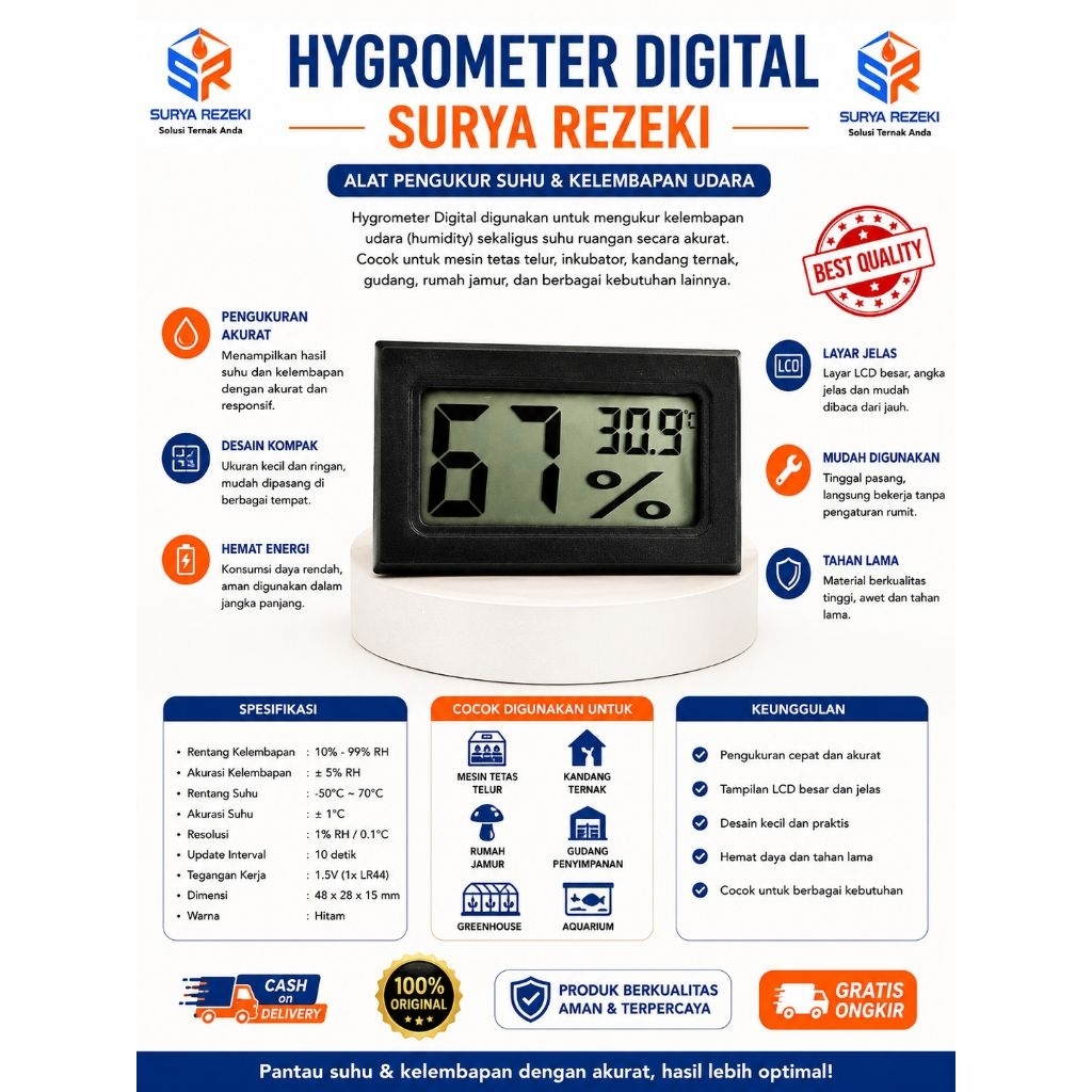 Higrometer digital Termometer digital Mesin Tetas telur Full Otomatis Mesin Penetas Telur Otomatis
