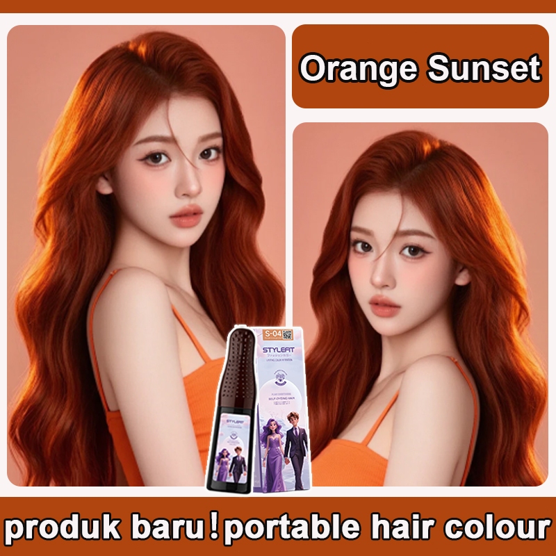 portable hair color [ COD ] cat rambut oranye*200ml Tidak perlu bleach,fashion,Orange Sunset pewarna